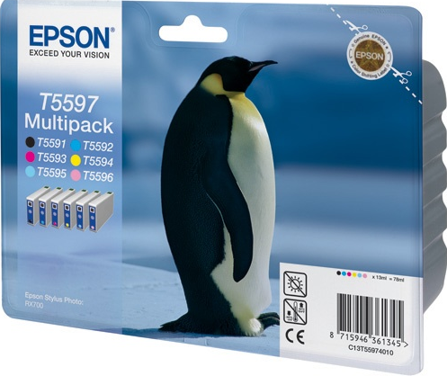 C13T55974010 Картридж Epson для Stylus Photo RX700 шесть цветов (Bk,C,M,Y,LC,LM) (cons ink)