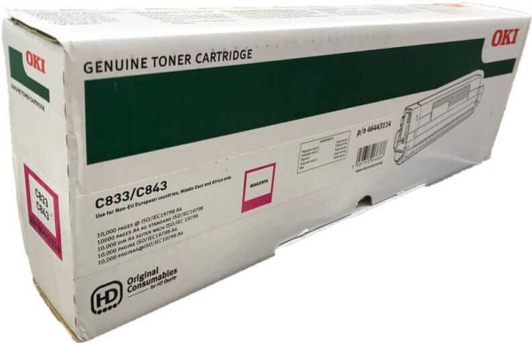 Картридж OKI (46443114) оригинальный для принтера OKI C823/ C833/ C843, пурпурный, 10000 стр.