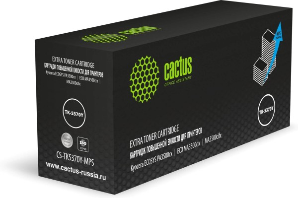 Картридж Cactus TK-5370Y (CS-TK5370Y-MPS) Yellow для Kyocera ECOSYS PA3500cx/ MA3500cix/ MA3500cifx, жёлтый, увеличенный, 13000 стр.
