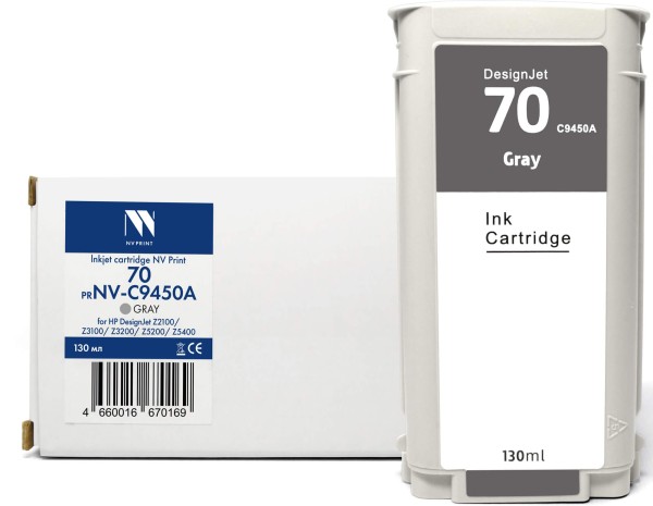 Картридж NV Print №70 (NV-C9450A) Gray для HP DesignJet Z2100/ Z3100/ Z3200, серый, 130мл