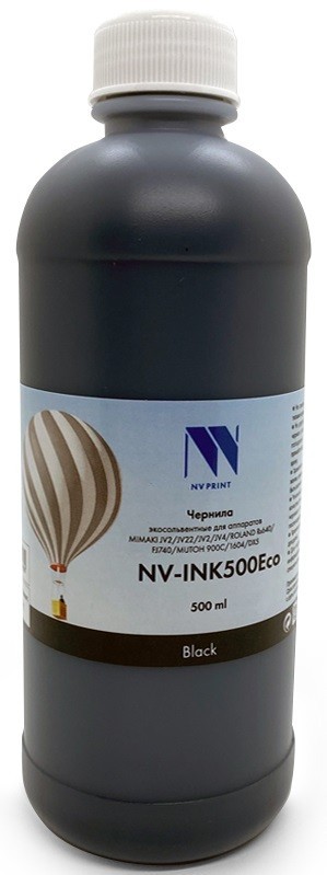 Чернила NV Print INK500 Black Eco экосольвентные для устройств, печатающих головами Epson DX4/ 5/ 7 XP-604 (500ml)