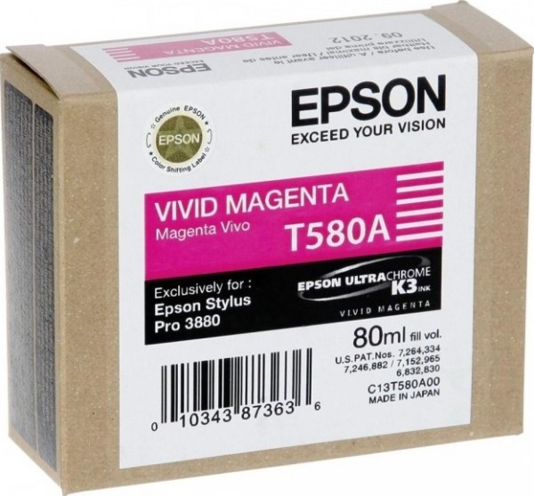 C13T580A00 Картридж Epson для Stylus Pro 3880 насыщенный пурпурный (Vivid Magenta) 80 мл.
