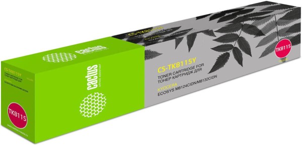 Картридж Cactus TK-8115Y (CS-TK8115Y) для Kyocera ECOSYS M8124/ M8130, жёлтый, 6000 страниц 