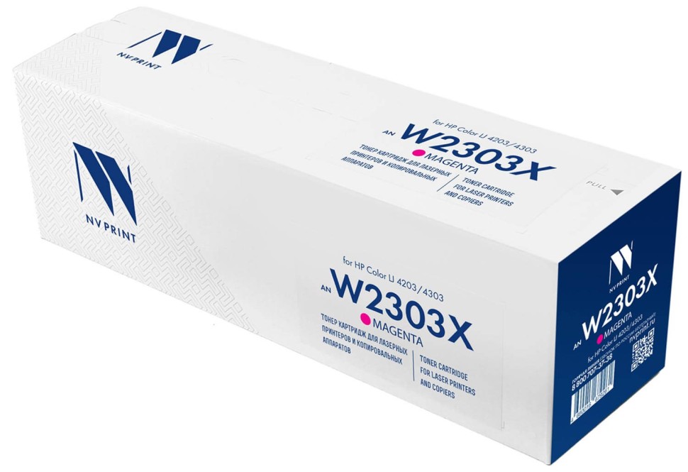 Картридж NV Print W2303X (NV-W2303XM) Magenta для HP Color LaserJet Pro 4203/ MFP 4303, пурпурный, увеличенный, 5500 стр.