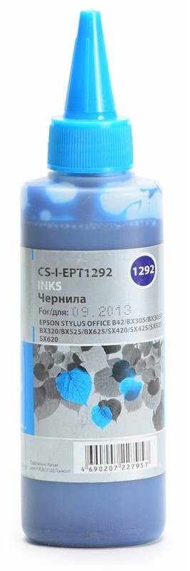 Чернила Cactus CS-I-EPT1292 для принтеров Epson StOf B42/ BX305/ BX305F/ BX320/ BX525, голубой 100мл