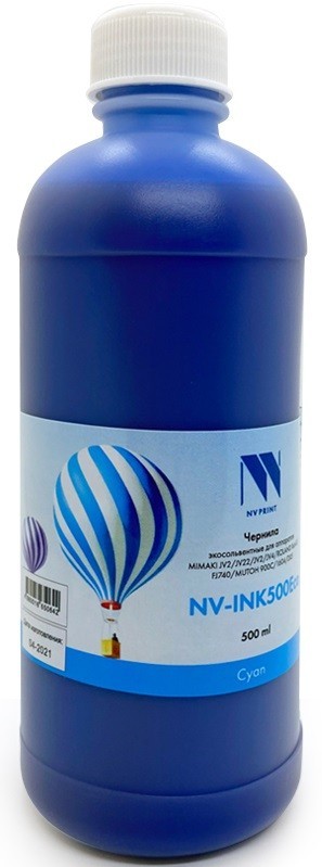 Чернила NV Print INK500 Cyan Eco экосольвентные для устройств, печатающих головами Epson DX4/ 5/ 7 XP-605 (500ml)