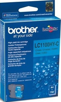 Картридж Brother LC-1100HYC (LC1100HYC) оригинальный для Brother DCP-6690CW/ MFC-5890CN/ 6490CW/ 6890CDW, голубой, 750 стр.