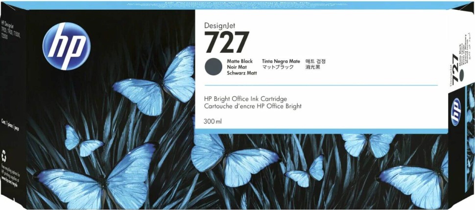 Картридж HP №727 (C1Q12A) оригинальный для HP DesignJet T1500/ T1530/ T2500/ T2530/ T3500/ T920/ T930, матовый черный, 300 мл