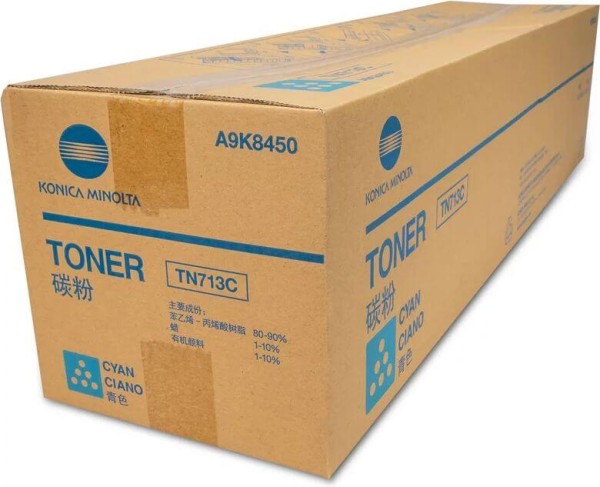 Картридж Konica-Minolta TN713C/ TN-713C/ A9K8450 Cyan оригинальный для Konica-Minolta bizhub C659/ C759, голубой, 33200 стр.