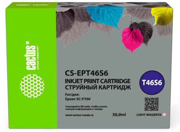 Картридж Cactus T46S6 (CS-EPT46S6) Light Magenta для Epson SureColor SC-P700, светло-пурпурный, 30мл