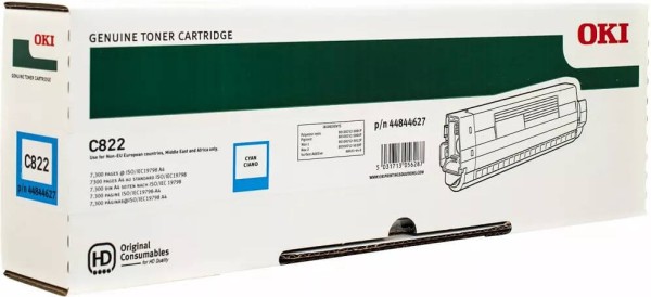 Картридж OKI (44844627/44844615) оригинальный для принтера OKI C822, голубой, 7300 стр.