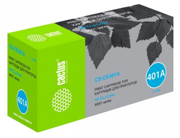 Картридж лазерный Cactus CS-CE401A голубой (6000стр.) для HP CLJ M551