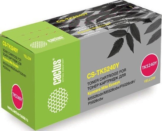 Картридж Cactus TK-5240Y (CS-TK5240Y) для принтеров Kyocera Ecosys M5526cdn/ M5526cdw/ P5026cdn/ P5026cdw желтый 3000 страниц