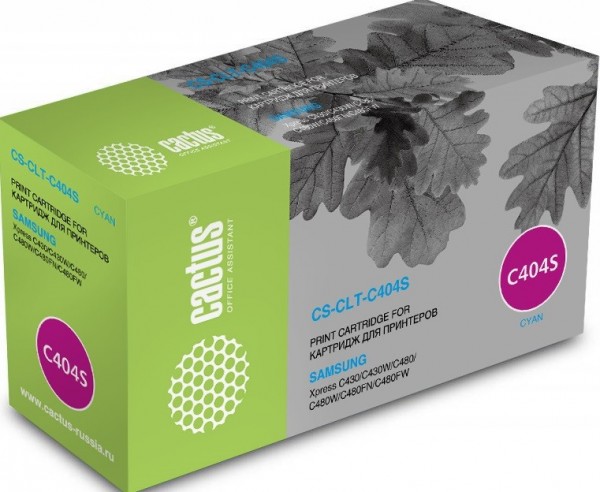 Картридж Cactus CLT-C404S (CS-CLT-C404S) для принтеров Samsung SL-C430/ C430W/ C480/ C480W/ C480FW голубой 1000 страниц