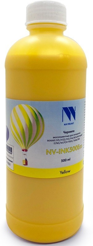 Чернила NV Print INK500 Yellow Eco экосольвентные для устройств, печатающих головами Epson DX4/ 5/ 7 XP-607 (500ml)