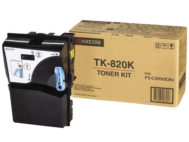Картридж Kyocera TK-820K (1T02HP0EU0) оригинальный для принтера Kyocera FS-C8100DN black, 15000 страниц