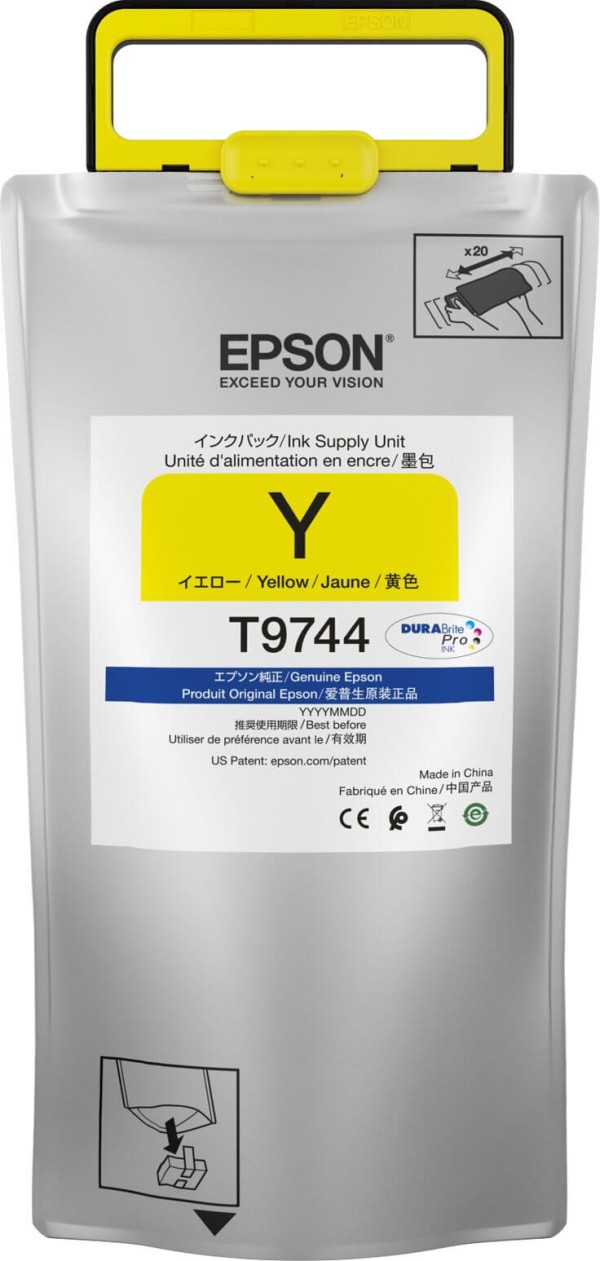 Чернила Epson C13T974400 (T9744 Yellow) XXL оригинальные для Epson WorkForce WF-C869RDTWF, жёлтый, 735.2мл 