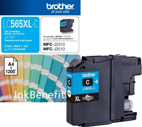 Картридж Brother LC-565XLC (LC565XLC) оригинальный для Brother MFC-J2510/ MFC-J2310, голубой, 1200 стр.