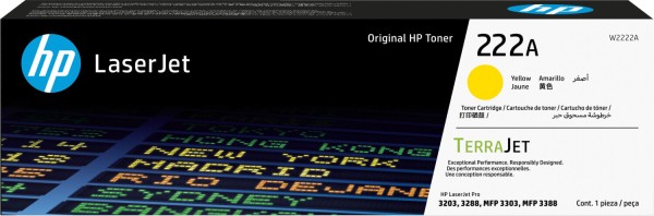 Картридж HP W2222A (222A) Yellow оригинальный для HP LaserJet Pro 3203/ MFP 3303, жёлтый, 1200 стр.