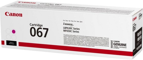 Картридж Canon 067M 5100C002 оригинальный для Canon i-SENSYS LBP631CW/ LBP633Cdw/ MF651Cw/ MF655Cdw/ MF657Cdw, пурпурный, 1250 стр.