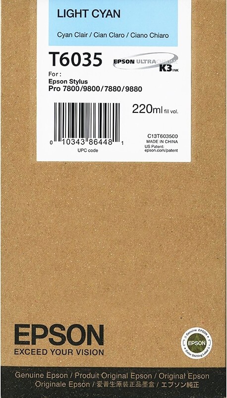 T6035/ C13T603500 (light cyan) Картридж Epson оригинальный для Stylus Pro 7800/ 7880/ 9800/ 9880, светло-голубой, 220ml