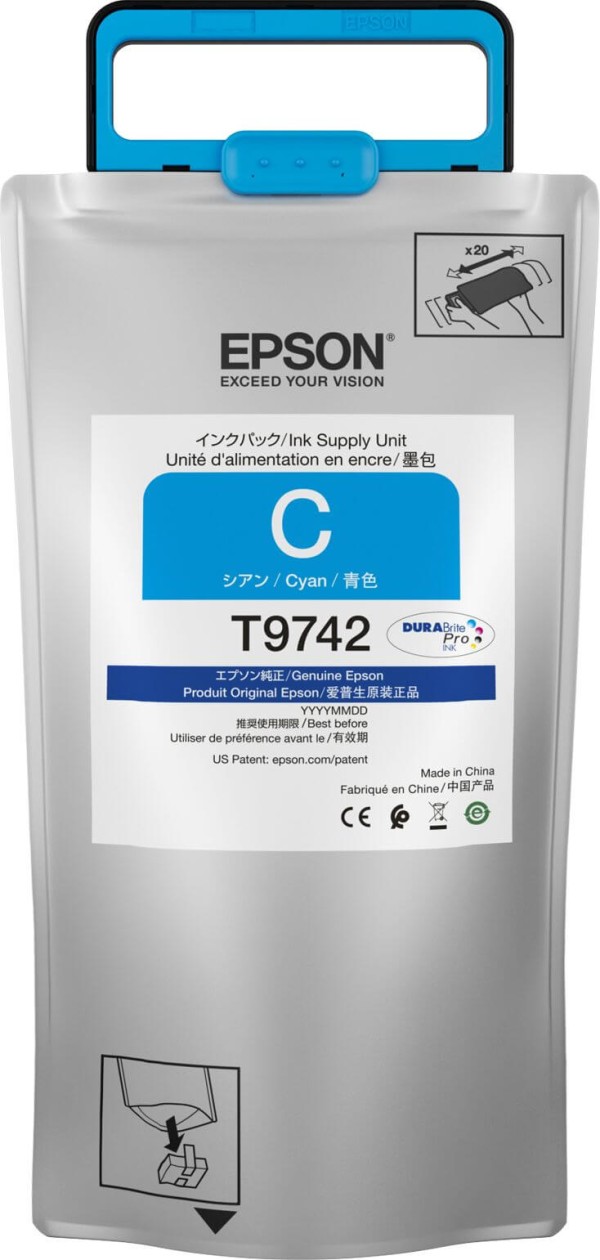 Чернила Epson C13T974200 (T9742 Cyan) XXL оригинальные для Epson WorkForce WF-C869RDTWF, голубой, 735.2мл