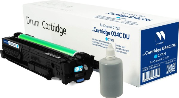 Блок фотобарабана NV Print 034C (NV-034CDUС) Drum Cyan для Canon imageRUNNER C1225, imageClass MF810C/ MF820C, голубой, 34000 стр
