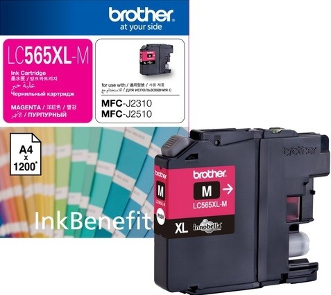 Картридж Brother LC-565XLM (LC565XLM) оригинальный для Brother MFC-J2510/ MFC-J2310, пурпурный, 1200 стр.