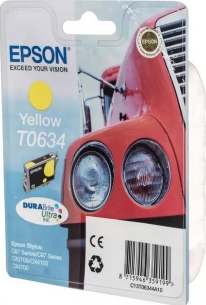 Epson C13T06344A10 T0634 оригинальный картридж для EPSON C67/87/CX3700/4100/4700, Yellow