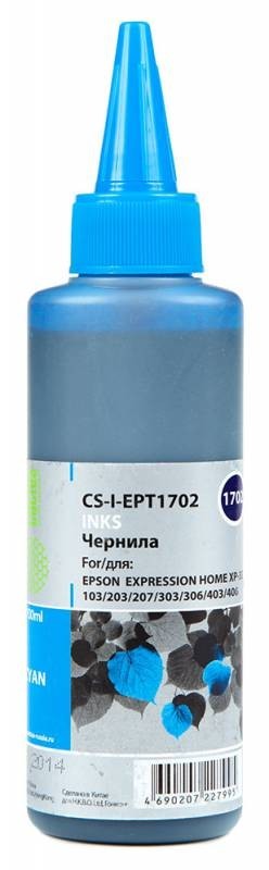 Чернила Cactus CS-I-EPT1702 для принтеров Epson ExpHo XP33/ 103/ 203/ 207/ 303/ 306, голубой 100мл