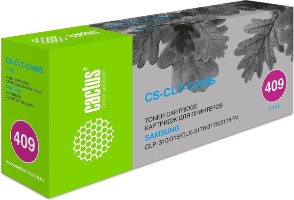Картридж Cactus CLT-C409S (CS-CLT-C409S) для принтеров Samsung CLP-310/ 315/ CLX-3170/ 3175/ 3175FN голубой 1000 страниц