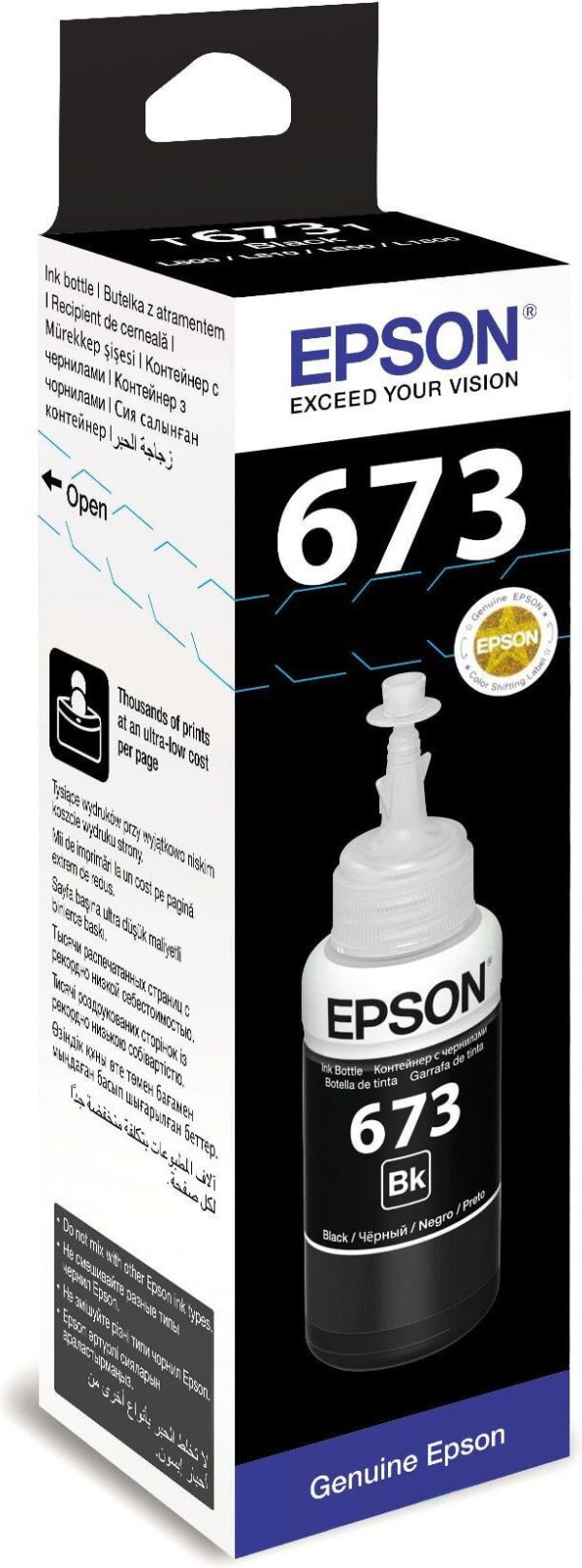 Чернила Epson C13T67314A (T6731 Black) оригинальные для Epson L800/ L810/ L850/ L1800, чёрный, 70мл
