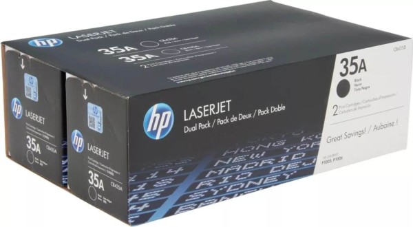Картридж HP CB435AD/ CB435AF (35A) оригинальный для HP LaserJet P1005/ P1006/ P1007/ P1008/ P1009, чёрный, двойная упаковка, 2*1500 страниц