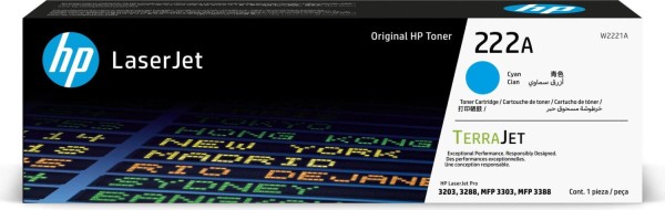 Картридж HP W2221A (222A) Cyan оригинальный для HP LaserJet Pro 3203/ MFP 3303, голубой, 1200 стр.