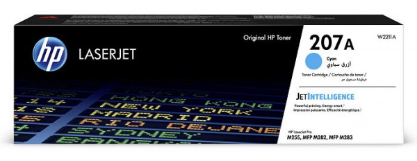 Картридж HP W2211A (207A) оригинальный для принтера HP Color LaserJet M255/ MFP M282/ M283, cyan, 1250 страниц