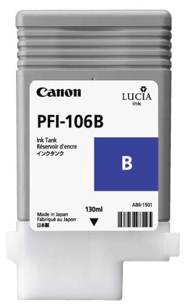 Картридж оригинальный Canon PFI-106B 6629B001 для принтера Canon iPF6300/ iPF6300S/ iPF6350/ iPF6400/ iPF6450, синий, 130 мл