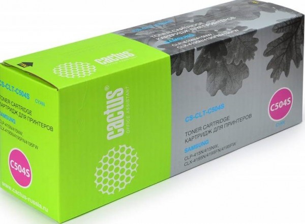Картридж Cactus CLT-C504S (CS-CLT-C504S) для принтеров Samsung CLP-415N/ CLX-4195FW/ 4195FN голубой 1800 страниц