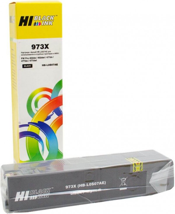 Картридж Hi-Black (HB-L0S07AE) для HP PW Pro477dw/452dw 973X, BK