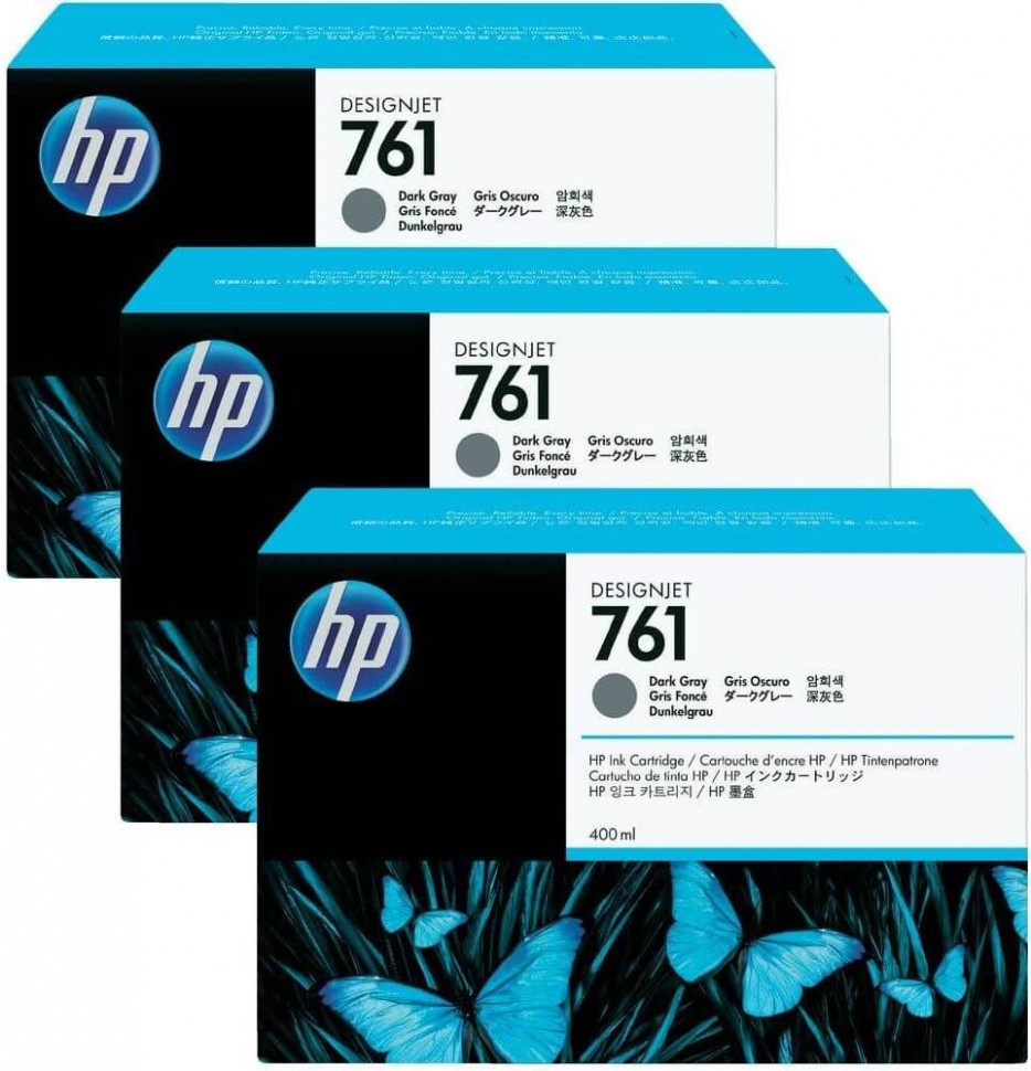 HP CR274A набор оригинальных картриджей №761 Dark Gray для DesignJet T7100, тёмно-серый, 3х400 мл.