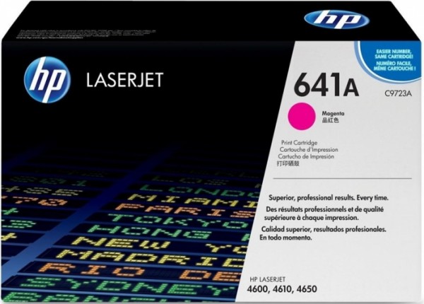 Картридж HP C9723A (641A) оригинальный для принтера HP Color LaserJet 4600/ 4600n/ 4600dn/ 4600dtn/ 4600hdt/ 4610n/ 4650/ 4650n/ 4650dn/ 4650dtn/ 4650hdn magenta, 8000 страниц