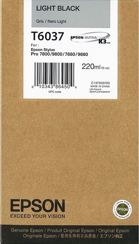 T6037/ C13T603700 (light black) Картридж Epson оригинальный для Stylus Pro 7800/ 7880/ 9800/ 9880, светло-чёрный, 220ml