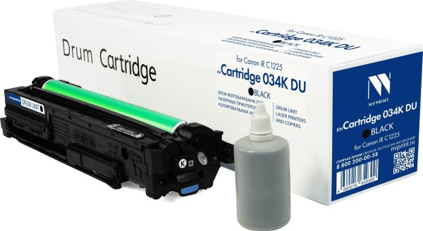 Блок фотобарабана NV Print 034Bk (NV-034KDUBk) Drum Black для Canon imageRUNNER C1225, imageClass MF810C/ MF820C, чёрный, 34000 стр