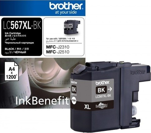 Картридж Brother LC-567XLBK (LC567XLBK) оригинальный для Brother MFC-J2510/ MFC-J2310, чёрный, 2400 стр.