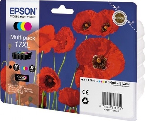 C13T17164A10 Картридж Epson T1716 для XP-33/103/203/207/303/306/406 (4 Картриджа повышенной емкости CMYK) HAV3-P (Claria Home 17) (cons ink)