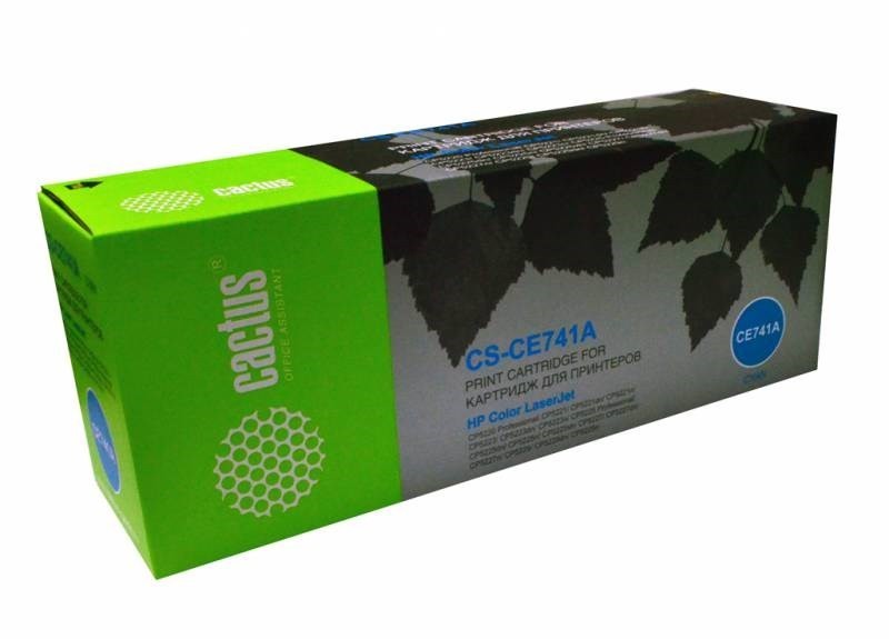 Картридж лазерный Cactus CS-CE741A (HP 307A) для принтеров HP Color LaserJet CP5220/ CP5221/ CP5223/ CP5225/ CP5225dn/ CP5225sn/ CP5227/ CP5229 голубой 7300 стр.