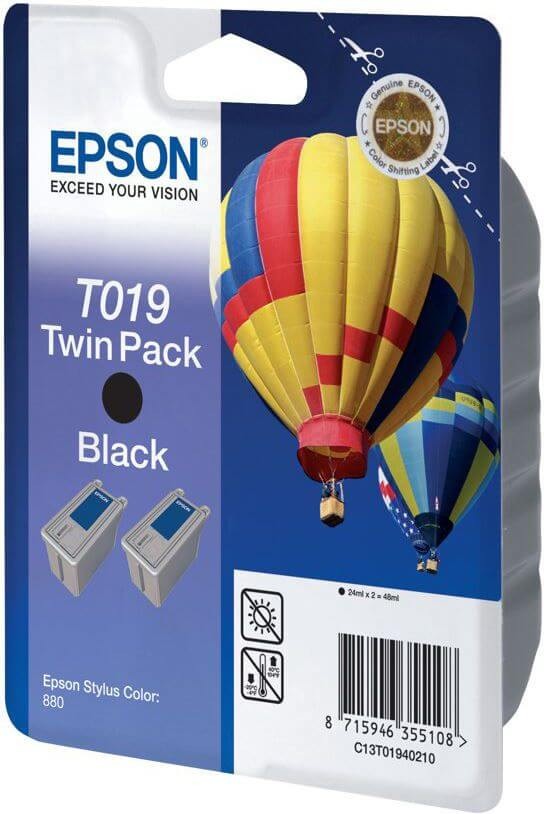 Набор картриджей Epson C13T01940210 T019 2шт 24ml черный 900 копий 