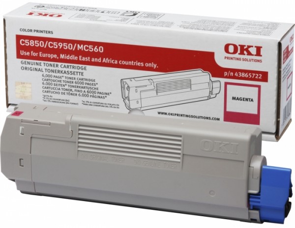 Картридж OKI (43865722/43865742) оригинальный для принтера OKI MC560/ C5850/ C5950, пурпурный, 6000 стр.