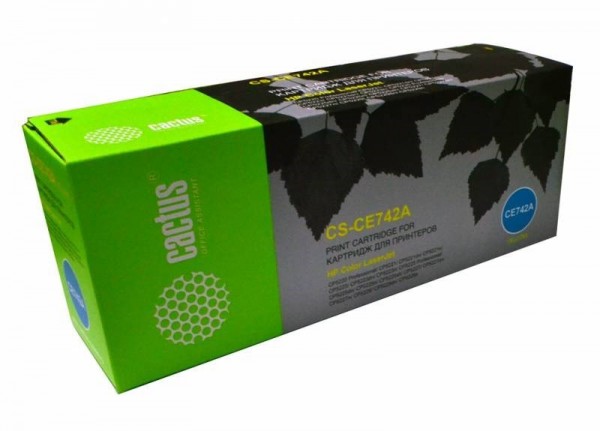 Картридж лазерный Cactus CS-CE742A (HP 307A) для принтеров HP Color LaserJet CP5220/ CP5221/ CP5223/ CP5225/ CP5225dn/ CP5225sn/ CP5227/ CP5229 желтый 7300 стр.